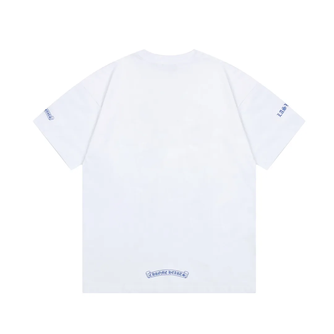Chrome Hearts/ Blue Logo Same Style T Versatile : White Size：XS~L